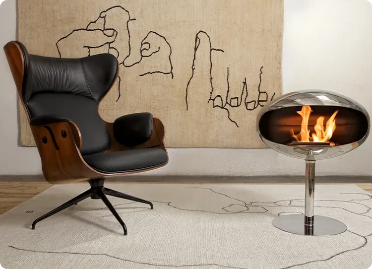 Cocoon Fires Pedestal ruostumaton teräs olohuoneessa