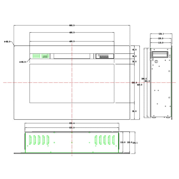 LED Pro sisäänrakennettava sähkötakka - 66cm
