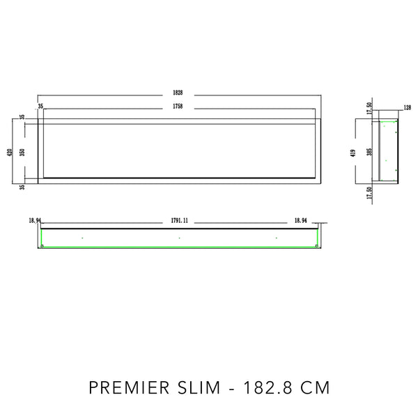 Pride Slim Electric Fireplace - 92 cm