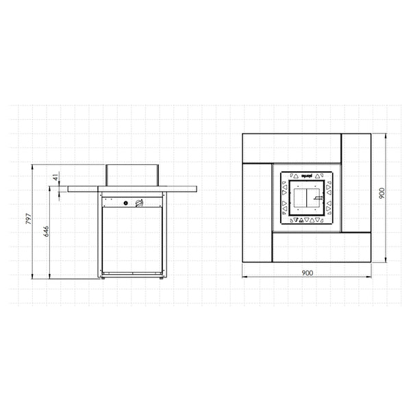 Square Table -kaasutakka ulkokäyttöön