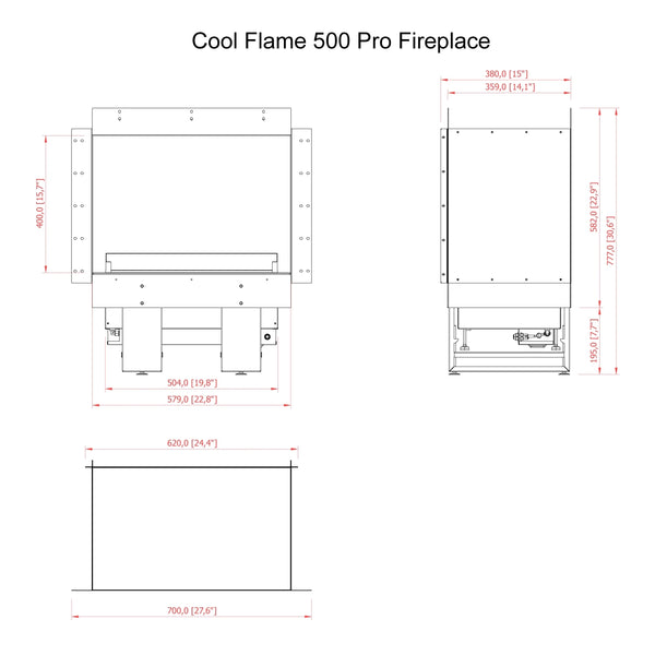 Cool Flame 500 oikean kulman takka