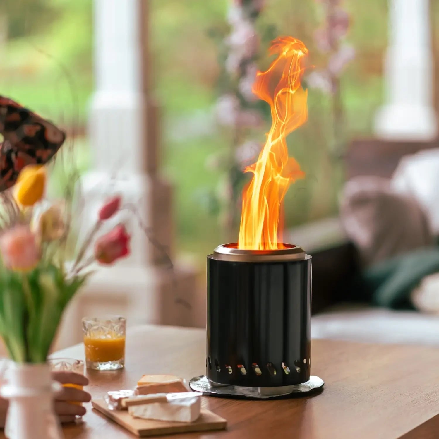Volcano Pellet Tabletop -tulipata Medium – mattamusta ruostumaton teräs