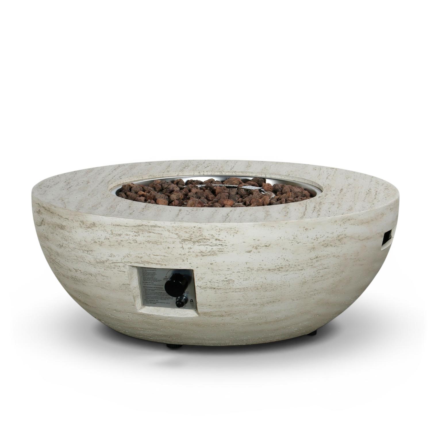 Estate Bowl 92 Travertine – Pyöreä kaasukäyttöinen tulipöytä
