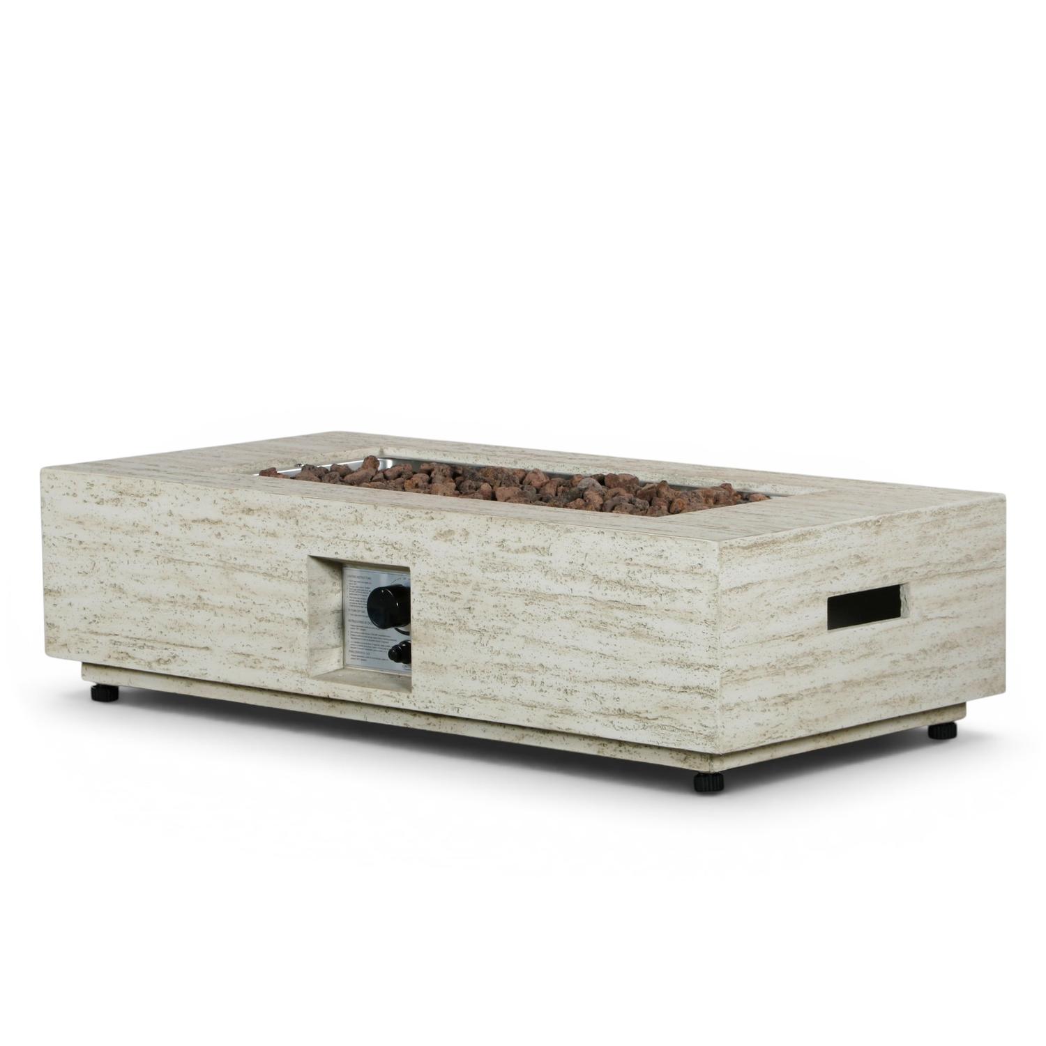 Estate Rectangular Travertine – Suorakulmainen kaasukäyttöinen tulipöytä