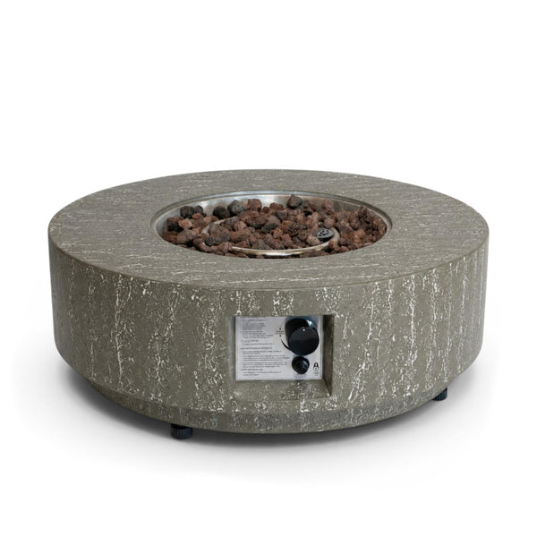 Estate Round 76 Dark Travertine – Pyöreä kaasukäyttöinen tulipöytä
