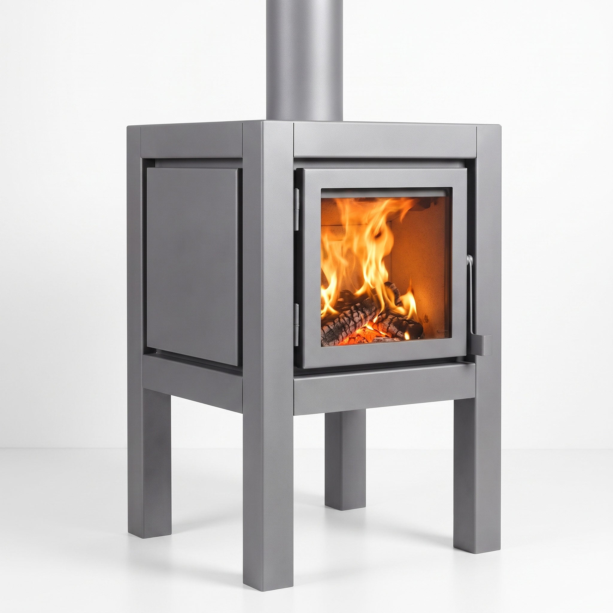 Quaruba Large Outdoor Fireplace - Matte Steel