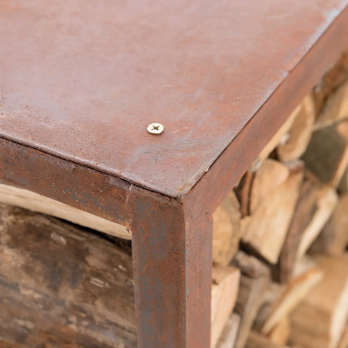 Wood Storage Box in Corten Steel - 50 cm