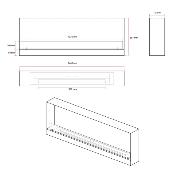 Sisäänrakennettu musta biotakka - 140 cm