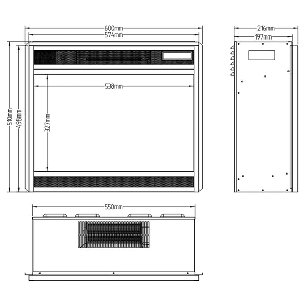 LED Klassinen sisäänrakennettava sähkötakka - 60cm