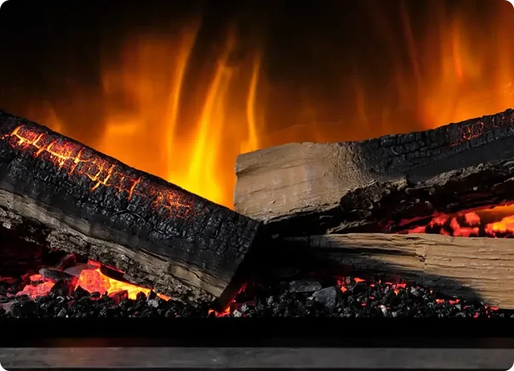 Flamerite Fires sähköinen takka hehkuvilla haloilla