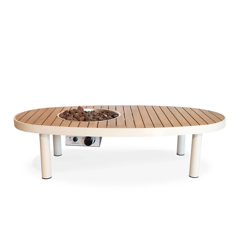 Riviera 140 beige – Soikea kaasutakkapöytä