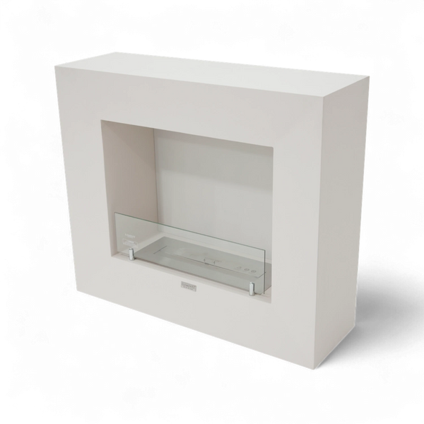 MILANO bioethanol fireplace in Cream White – freestanding with glass