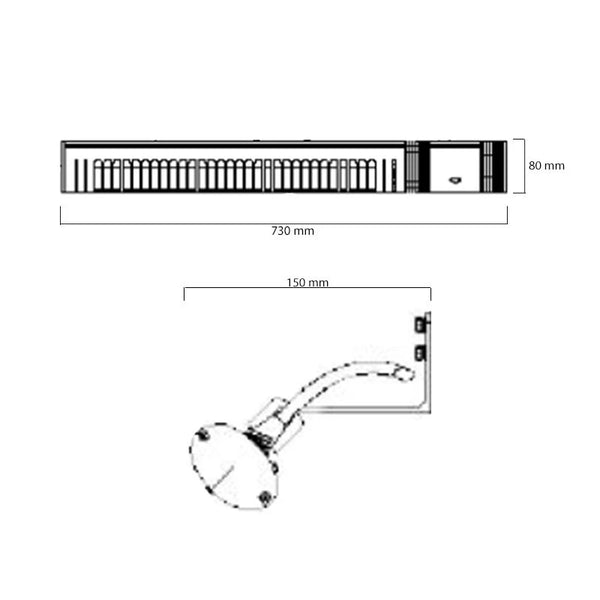 HEAT1 ECO High-line 2000W, musta - 73 cm