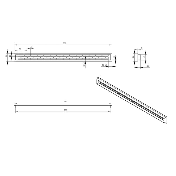 Venttiiliritilä valkoinen – 80×6,5 cm – 210 cm²