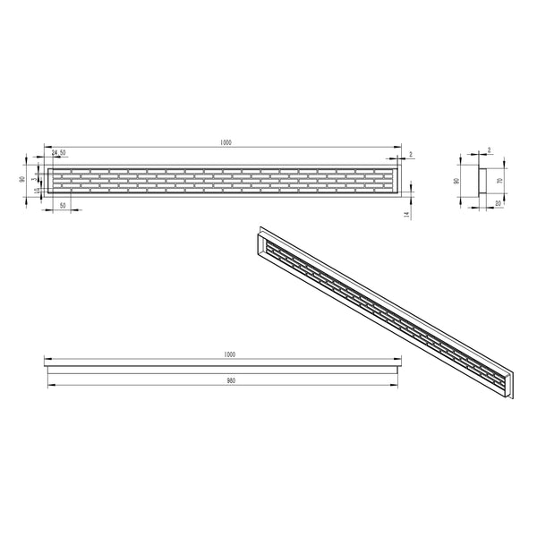 Venttiiliritilä valkoinen – 100×9 cm – 450 cm²